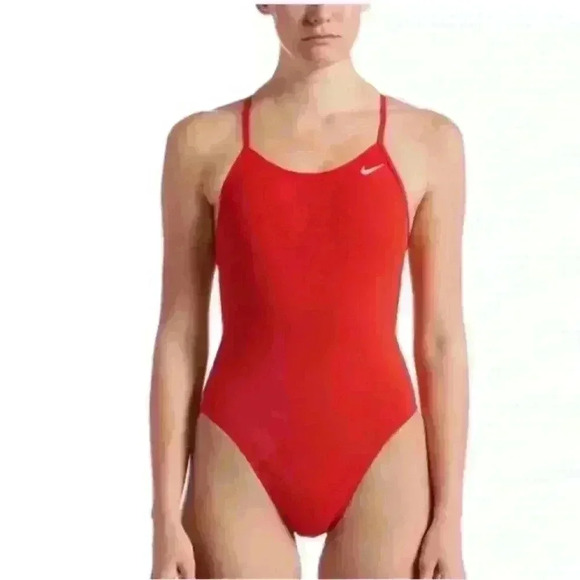Nike Swim Womens One-Piece Poly Solid Lace Up Tie Back Swimsuit - Picture 3 of 6